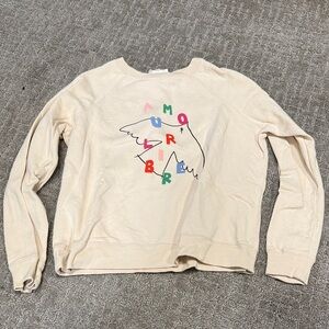 Sezane Pangea crewneck graphic sweatshirt shrunken fitted bird amour libre